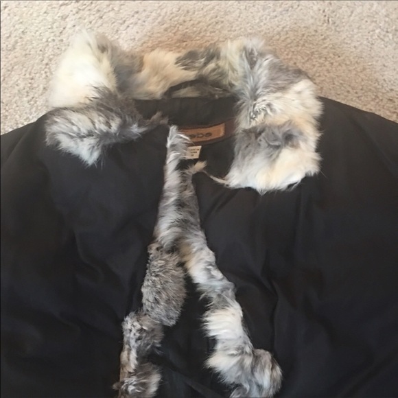 Bebe black parka with genuine rabbit fur - Picture 2 of 3